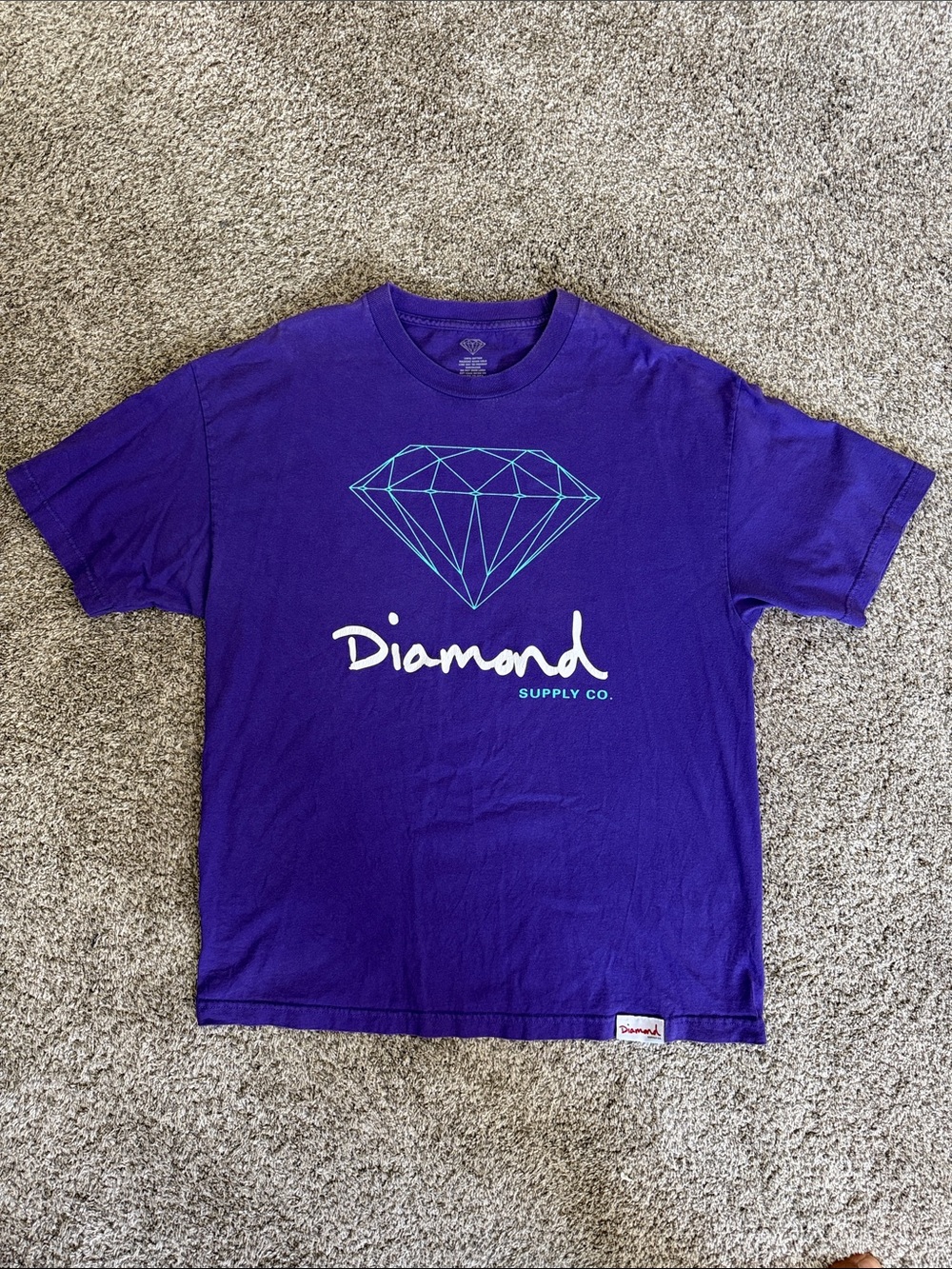Diamond Supply Co. Purple Tee with Teal Diamond Graphic - Sz. XL